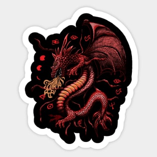 Mystical Red Dragon in Flight Sticker